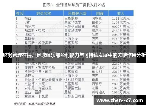 财务管理在提升足球俱乐部盈利能力与可持续发展中的关键作用分析
